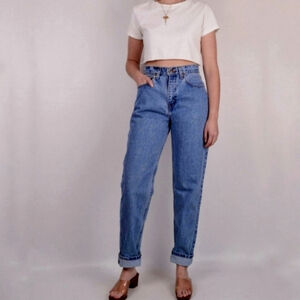 90s Vintage Riders by Lee High Rise Waisted Medium ash Tapered Leg Mom Jeans 6